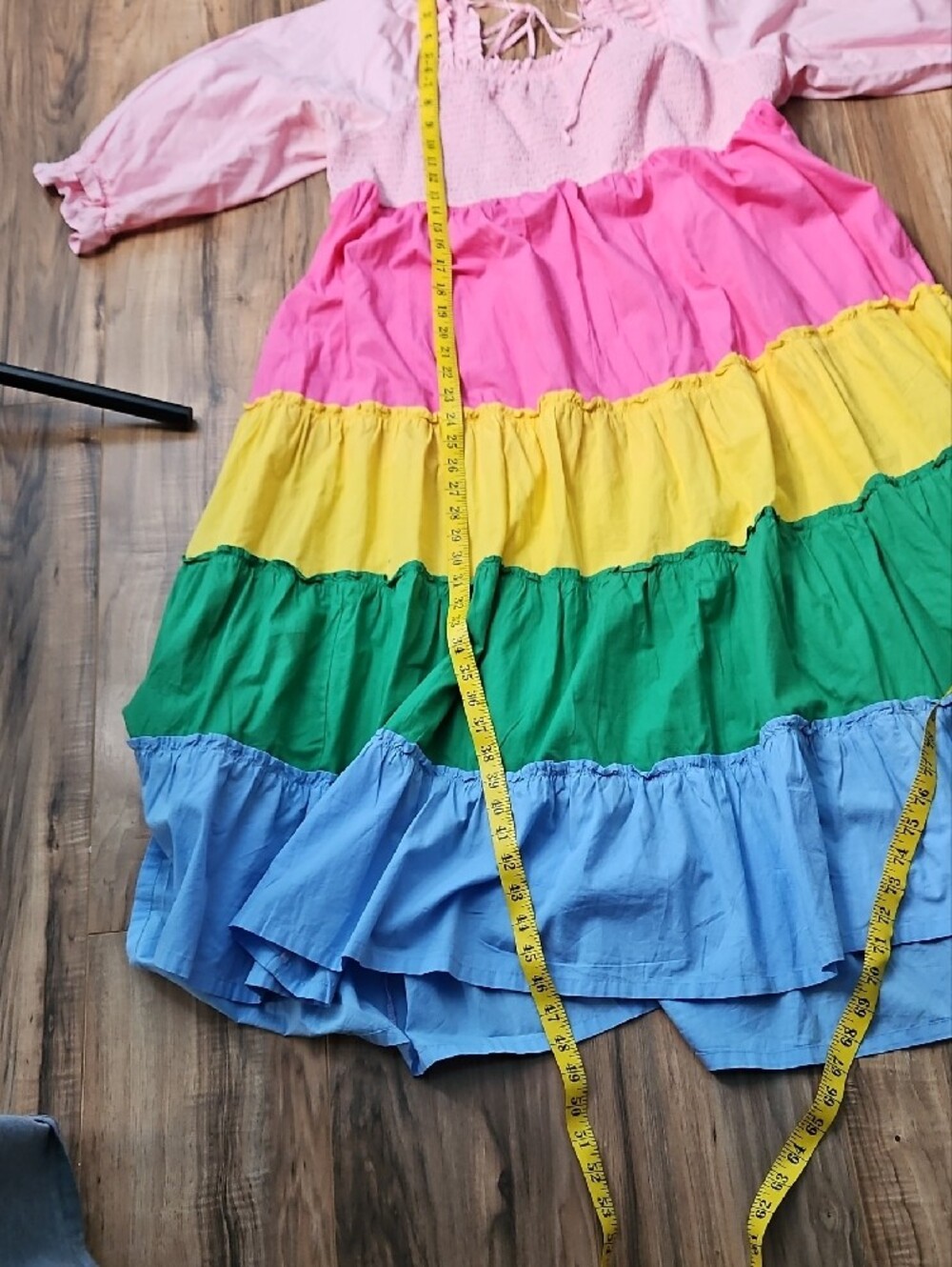 Crown & Ivy Colorblock Tiered Dress - Pink, Yellow, Green, Blue Plus Size 2X - Picture 9 of 11